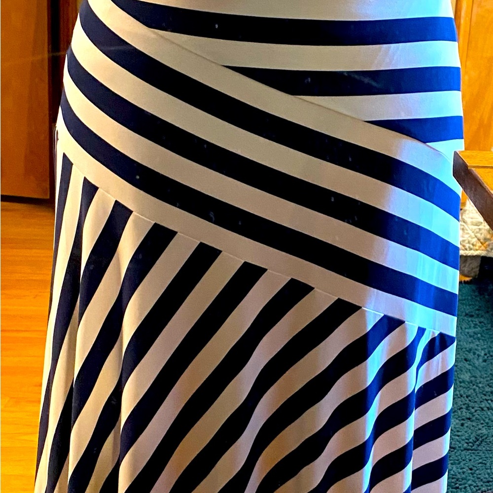 Ralph Lauren Black and White Asymmetrical A-Line Midi Skirt